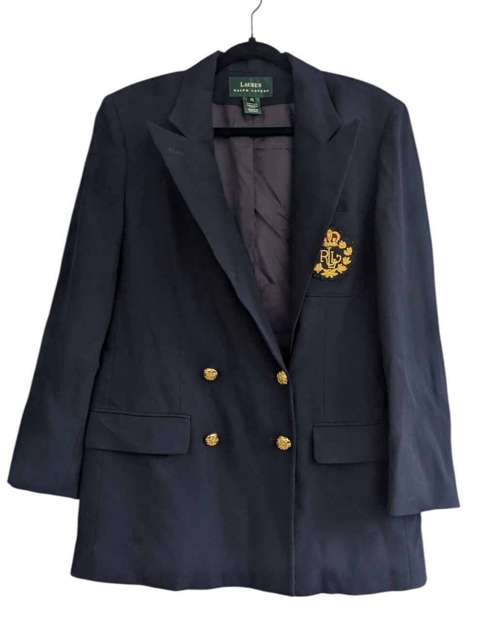 Lauren Ralph Lauren Double Breasted Crown Crest Wool Blazer